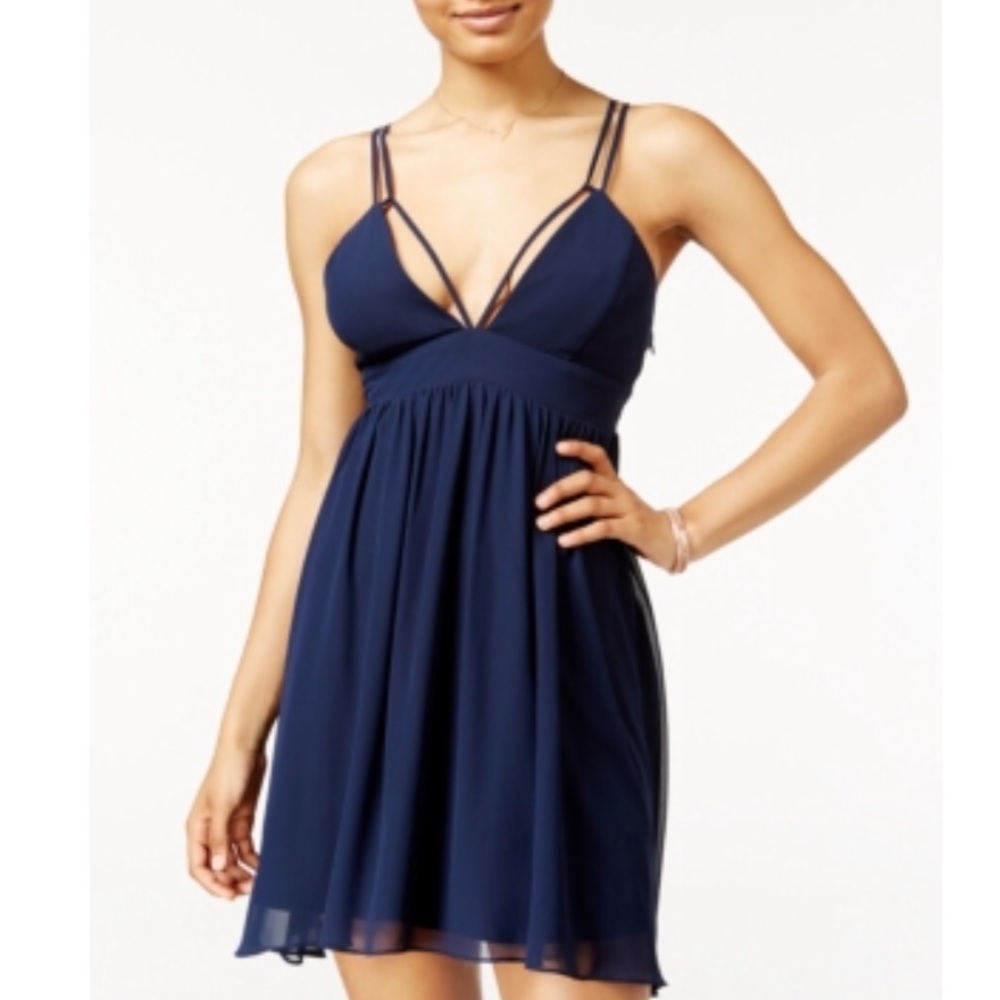 Jump Navy Blue💜HP💜Junior Fit & Flare Strap Dress